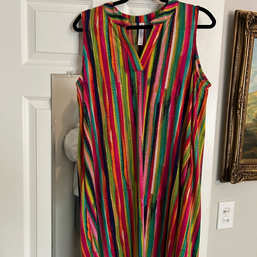 Dear Scarlett Vibrant Multicolor Striped Sleeveless Dress